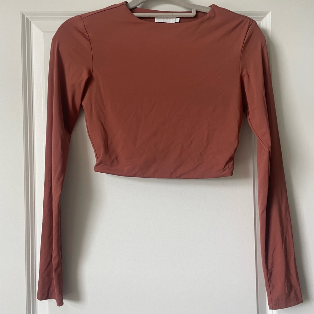 Meshki Long Sleeve Crop Top - Rust